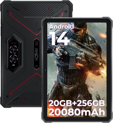 HOTWAV R9 Pro — небьющийся планшет, 20 ГБ + 256 ГБ/TF 2 ТБ, Android 14, 11-дюймовый сенсорный экран FHD+, аккумулятор 20080 мАч, 64 МП + 16 МП/Две SIM-карты 4G/WLAN 5G/Восьмиядерный процессор/IP68 и IP69K/Face ID/GPS/OTG Red 1000033040