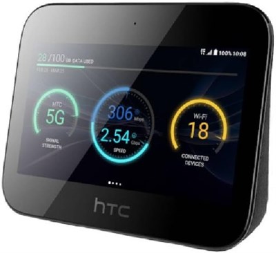 HTC (восстановленный) 5G-маршрутизатор, WiFi, мобильный роутер, двухдиапазонный, ACHTC99HARC010-00, Android 9 Pie, 802.11 a/b/g/n/ac/ad, 20 устройств, 5G/4G, для дома и офиса 1000033412