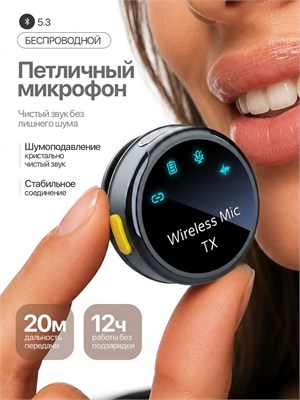 Два беспроводных петличных микрофона с магнитом, оборудованные шумоподавлением, подходят для использования с iPhone и Android 1000033667