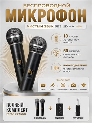 Два беспроводных микрофона караоке, предназначенных для вокала 1000033784