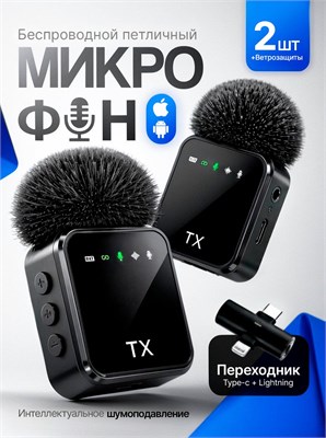 Набор включает в себя два беспроводных петличных микрофона с разъемом Type-C, совместимых как с устройствами на Android, так и на iPhone 1000033943