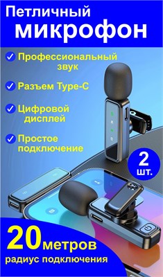 Два беспроводных петличных микрофона для телефона с разъемом Type-C 1000033964