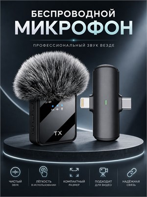 Беспроводной петличный микрофон с функцией шумоподавления предназначен для использования с телефонами iphone, Android с разъемами Type-C и lightning. Модель F15-2 оснащена клипсой для удобства использования 1000033970