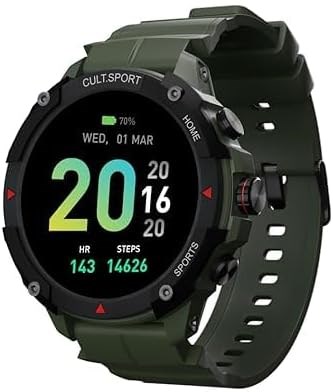 Смарт-часы CULTSPORTRanger XR, 1,43-дюймовый AMOLED-дисплей, прочный дизайн для активного отдыха, Bluetooth-звонки, аккумулятор 420 мАч, зеленый (обновленные) 1000034191