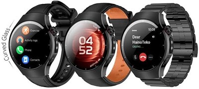 Смарт-часы HainoTeko RW-74 Mini с водонепроницаемым корпусом, изогнутым AMOLED-дисплеем, Bluetooth, 3 ремешками и зарядным кабелем (черные) для женщин 1000034228