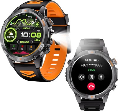 Умные часы Bostbo Military Smart Watch со встроенным GPS, более 100 спортивных режимов для мужчин, с фонариком, совместимые с телефонами Android и iPhone, 1,46-дюймовый IPS-экран, Bluetooth, компас 1000034264