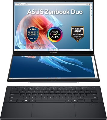 Ноутбук ASUS Zenbook DUO UX8406CA-QL135W AI | Процессор Intel Core Ultra 7 255H | 16 ГБ ОЗУ | SSD 1 ТБ | Два 14-дюймовых сенсорных OLED-экрана WUXGA | Графика Intel Arc | Wi-Fi 7 | Windows 11 Home | Съемная клавиатура | Черный 1000034723