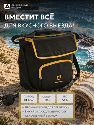 Сумка-термос Arctic объемом 20 литров предназначена для хранения продуктов в холодильнике в автомобиле и во время путешествий. Цвет - черный, артикул 3001 1000034412