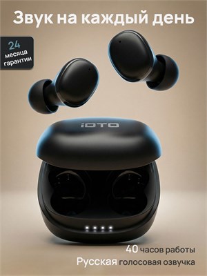 Беспроводные наушники IOTO с встроенным микрофоном доступны в черном матовом цвете и поддерживают Bluetooth и USB Type-C 1000034931