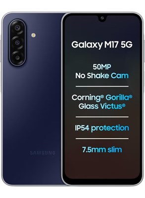 Samsung Galaxy M17 5G (сапфирово-черный, 4 ГБ ОЗУ, 128 ГБ памяти) | Поиск по кругу | Gemini Live | Тройная камера 50 Мп с оптической стабилизацией изображения | Защита IP67 | Защитное стекло Gorilla Glass Victus | Искусственный интеллект | Обновления ОС 6 1000035149