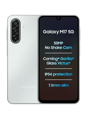 Samsung Galaxy M17 5G (серебристый, 4 ГБ ОЗУ, 128 ГБ памяти) | Поиск по кругу | Gemini Live | Тройная камера 50 Мп с оптической стабилизацией изображения | Защита IP54 | Защитное стекло Gorilla Glass Victus | Искусственный интеллект | Обновления ОС 6-го п 1000035271