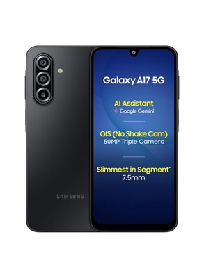 Samsung Galaxy A17 5G (черный, 6 ГБ ОЗУ, 128 ГБ памяти) | 50-мегапиксельная камера без тряски | Gemini Live | Круговой поиск | Super AMOLED | Защитное стекло Corning Gorilla Glass Victus | Тонкий корпус 7,5 мм | Искусственный интеллект 1000035292