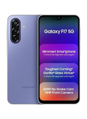 Смартфон Samsung Galaxy F17 5G Violet Pop (4 ГБ ОЗУ, 128 ГБ памяти) на Android | 6 обновлений ОС | Большой дисплей | Камера 50 Мп с оптической стабилизацией изображения | Защитное стекло Gorilla Glass Victus | Защита от пыли и воды IP54 | Индийская версия 1000035432