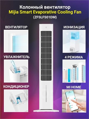 Умный безлопастной вентилятор Mijia с функцией охлаждения - это напольное устройство 1000035459