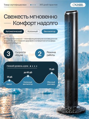 Подвижной вентилятор с пультом управления; имеет три режима скорости и высоту 102 сантиметра; окрашен в серый цвет 1000035580