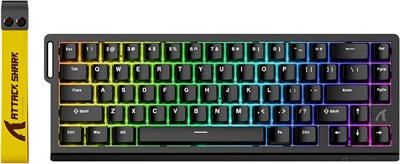ATTACK SHARK X68 HE 8000 Гц, проводная игровая клавиатура с высокой точностью нажатия 0,01 мм, магнитными переключателями, регулируемым срабатыванием, быстрым нажатием, RGB-подсветкой для ПК/Mac, черная 1000036627