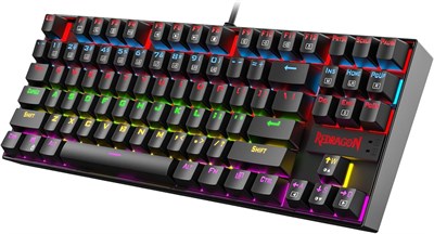 Механическая игровая клавиатура Redragon K552-RGB с арабским и английским языками, подсветкой, проводная, с защитой от пыли и переключателями для ПК под управлением Windows (черная, 87 клавиш, красные переключатели) 1000036722