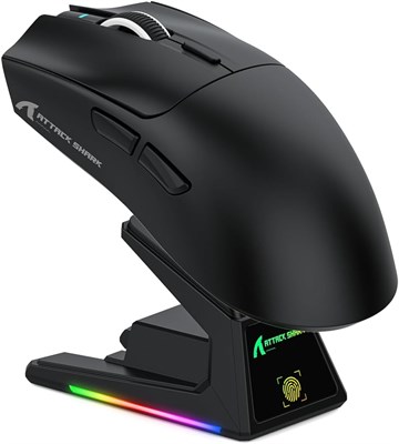 Игровая мышь ATTACK SHARK X1 с тачпадом, RGB-подсветкой и зарядной док-станцией, игровой сенсор PixArt PAW3395PRO, беспроводная/проводная мышь Bluetooth/2.4G, 40000 DPI, сверхлегкая игровая мышь 53 г для Win11/Xbox/PS/Mac (черная) 1000036738