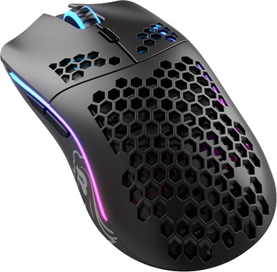 Беспроводная игровая мышь Glorious Gaming Model O — сверхлегкая, 69 г, сотовая конструкция, RGB-подсветка, подходит для использования как правой, так и левой рукой, беспроводная связь 2,4 ГГц без задержек, до 71 часа работы от батареи — матовый черный 1000036748