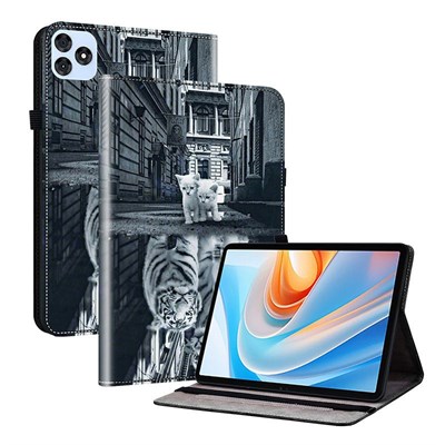 Чехол для планшета Tecno Megapad 11 LTE с оригинальным дизайном "Цветок Кот и тигр" - это стильный аксессуар для защиты вашего устройства 1000037126