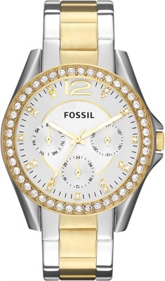 Женские часы Fossil Riley с кристаллами и браслетом из нержавеющей стали 1000037165