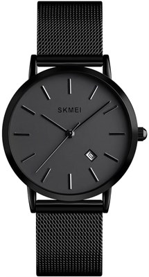 Женские часы SKMEI, черные, тонкие, элегантные, из нержавеющей стали, водонепроницаемые, с индикацией даты 1000037355
