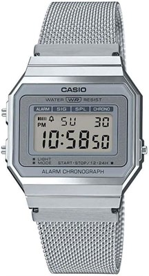 Casio — VINTAGE Armbanduhr A700WEM-7AEF — унисекс Uhr — Spritzfest — цифровой — Mit Stahlband — Silber 1000037406