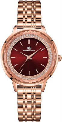 Женские аналоговые часы Kenneth Scott с красным циферблатом - K22532-RBKR 1000037531