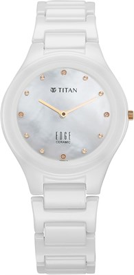 Женские аналоговые керамические часы Titan с белым циферблатом - 2653Kc03, белые, современный дизайн 1000037545