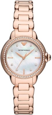 Женские часы Emporio Armani, кварцевый механизм с тремя стрелками, корпус 32 мм, ремешок из нержавеющей стали, кожи или силикона 1000037555