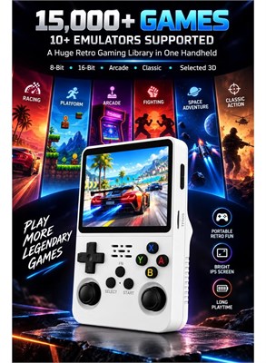 Игровая консоль AL RAID R36S в стиле ретро, ​​3,5-дюймовый IPS-экран 640x480, 64 ГБ памяти, более 15 000 игр, четырехъядерный процессор RK3326, два джойстика, аккумулятор 3200 мАч, Type-C, ТВ-выход, белый цвет 1000039684