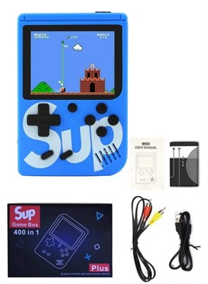 Портативная игровая консоль SUP с 400 классическими ретро-играми, 3-дюймовым цветным экраном, перезаряжаемой батареей, компактное игровое устройство для детей и взрослых | Синий 1000039703