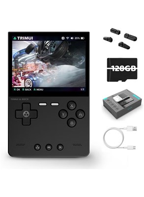 TRIMUI Brick Retro Handheld Game Console, Mini Video Gaming Console, 3.2'' Retro Gaming Console with IPS Screen 128G TF Card 14000+ Classic Games 30+ Emulators 3000mAh Battery Linux System-Black 1000039770