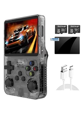 Игровая консоль ELTRAZONE Retro Handheld с картами памяти 64G – R36S Портативная игровая консоль с более чем 12 эмуляторами, более чем 15000 классических игр и 3,5-дюймовым IPS-экраном (черная, 64G) 1000039815