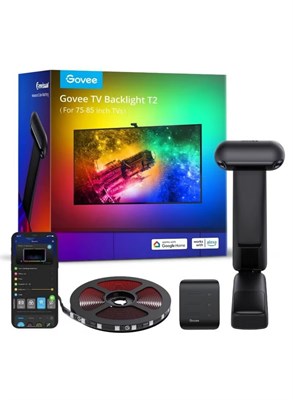 Подсветка для телевизора Govee T2, с двумя камерами, подходит для телевизоров 75-85 дюймов, длина 5 м/16,40 футов (4 секции), RGBIC-цвет, 12 В, 48 В, Wi-Fi + Bluetooth 2,4 ГГц, черный | H605C 1000039830
