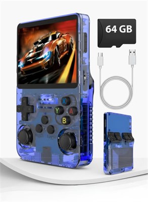 Игровая консоль Vexa Pro R36S Retro Handheld Game Console 3.5" IPS | Более 20 000 игр, 64 ГБ, ArkOS, Type-C, синий 1000039856