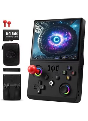 ELTRAZONE R36MAX 2 Ретро портативная игровая консоль с 4,5-дюймовым IPS-экраном, встроенной памятью 64 ГБ, портативная игровая система на базе Linux, классический аркадный плеер, перезаряжаемая батарея, черный цвет 1000039874