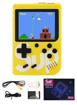 Портативная игровая консоль SUP с 400 классическими ретро-играми, 3-дюймовым цветным экраном, перезаряжаемой батареей, компактное игровое устройство для детей и взрослых | Желтая 1000039899