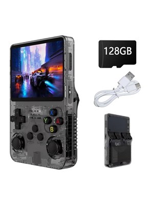 Игровая консоль YUANBAO KING 128GB/ R36S в стиле ретро, ​​3,5-дюймовый IPS HD-экран, более 20000 предустановленных игр, два джойстика, серый цвет 1000039905