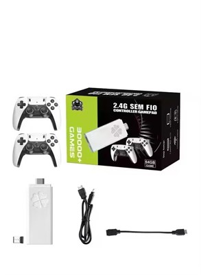 Игровой стик Gulf Trend HD Retro Game Stick 64 ГБ с более чем 30000 играми, беспроводная игровая консоль для телевизора 4K 2.4G с двумя контроллерами, система Plug and Play, классические аркадные игры PS1 MAME, семейное развлечение 1000040044