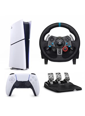 Sony PS5 Slim Digital Edition (международная версия) с рулем и педалями Logitech G29 Driving Force 1000040103