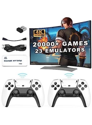 Беспроводная ретро-игровая консоль Plynox, игровой джойстик Plug and Play, две беспроводные игровые консоли 2,4 ГГц с выходом HDMI 4K и поддержкой до 129 ГБ памяти (белая) 1000040144