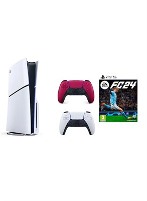 Sony PlayStation 5 Disc Slim Console с дополнительным красным контроллером и FC 24 1000040155