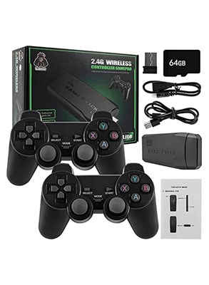 Беспроводная ретро-игровая консоль ELTRAZONE, игровой джойстик с поддержкой Plug and Play, встроенными более чем 10000 играми, 9 классическими эмуляторами, выходом HDMI 4K для телевизора и двумя беспроводными контроллерами 2,4 ГГц (64 г) 1000040158
