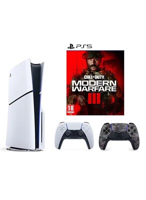 Игровая консоль Sony PlayStation 5 Slim Disc с дополнительным контроллером серого камуфляжного цвета и комплектом Call of Duty: Modern Warfare III 1000040159