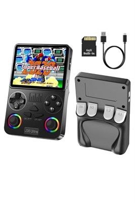 Игровая консоль ELTRAZONE J36 Ultra, 3,5-дюймовая портативная ретро-консоль со встроенными более чем 20000 играми и картой памяти 64 ГБ, поддержка более 20 симуляторов, аккумулятор 3000 мАч, IPS-экран, игрушки и игры для детей и взрослых, черная 1000040171