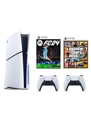 Консоль Sony PlayStation 5 Slim Disc, версия для Саудовской Аравии, с дополнительным контроллером, Grand Theft Auto V (версия для Intel) и EA FC 24. 1000040179