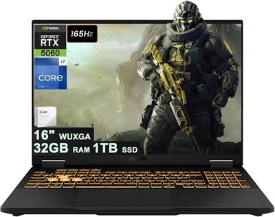 Ноутбук ASUS TUF Gaming F16, 16-дюймовый WUXGA IPS-экран, 165 Гц (100% sRGB, GSYNC), 16-ядерный процессор Intel i7-14650HX, 32 ГБ DDR5, 1 ТБ SSD, видеокарта GeForce RTX 5060 (до 572 пиковых значений AI), RGB-подсветка, Thunderbolt, Hi-Res 1000024459