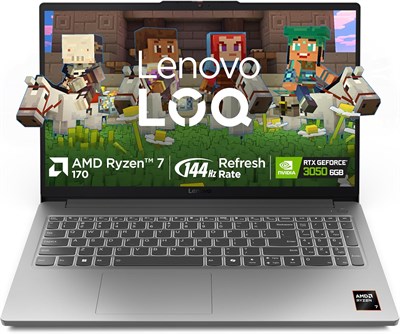 Lenovo LOQ 15ARP10E, 15,6-дюймовый FHD IPS-дисплей с частотой 144 Гц, AMD Ryzen 7 170, 32 ГБ DDR5 ОЗУ, 1 ТБ PCIe NVME SSD, NVIDIA GeForce RTX 4050 6 ГБ GDDR6, AI, Wi-Fi 6, Windows 11 Home, цвет Luna Grey 1000040209