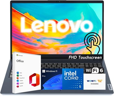 Ноутбук Lenovo IdeaPad Business, 15,6-дюймовый сенсорный дисплей Full HD, процессор Intel i5 13-го поколения (до 4,6 ГГц), 16 ГБ ОЗУ, SSD-накопитель 1 ТБ, поддержка Copilot AI, Wi-Fi 6, Windows 11 Pro с Microsoft Office, USB-накопитель WOWPC 1000028083